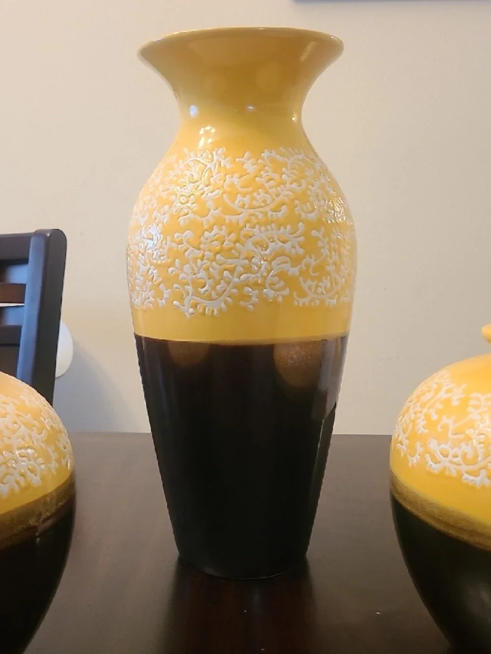 Yellow and Brown‎ Ceramic Vase 3-Piece Set - Home Accents